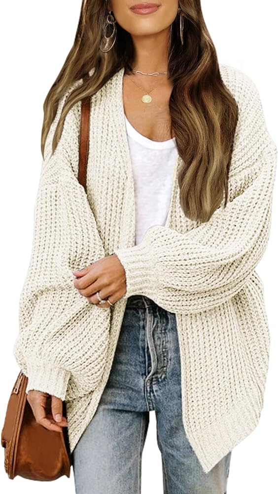 Open Front Long Lantern Sleeve Cardigan