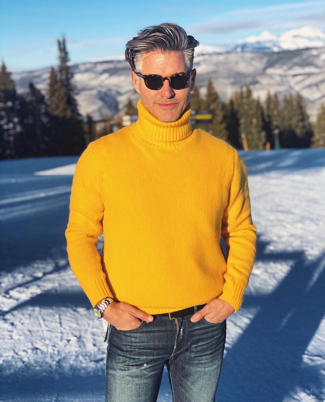 yellow turtleneck sweater mens