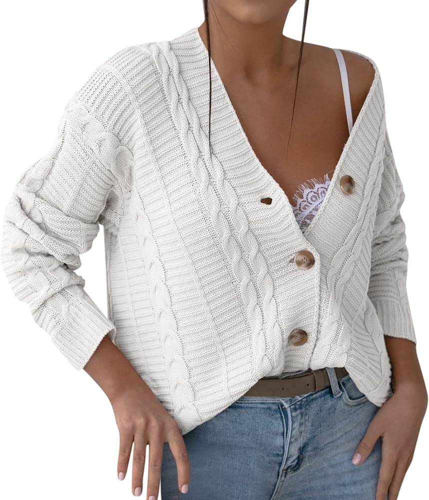 Women's Casual Draped Open Front Cropped Cardigan