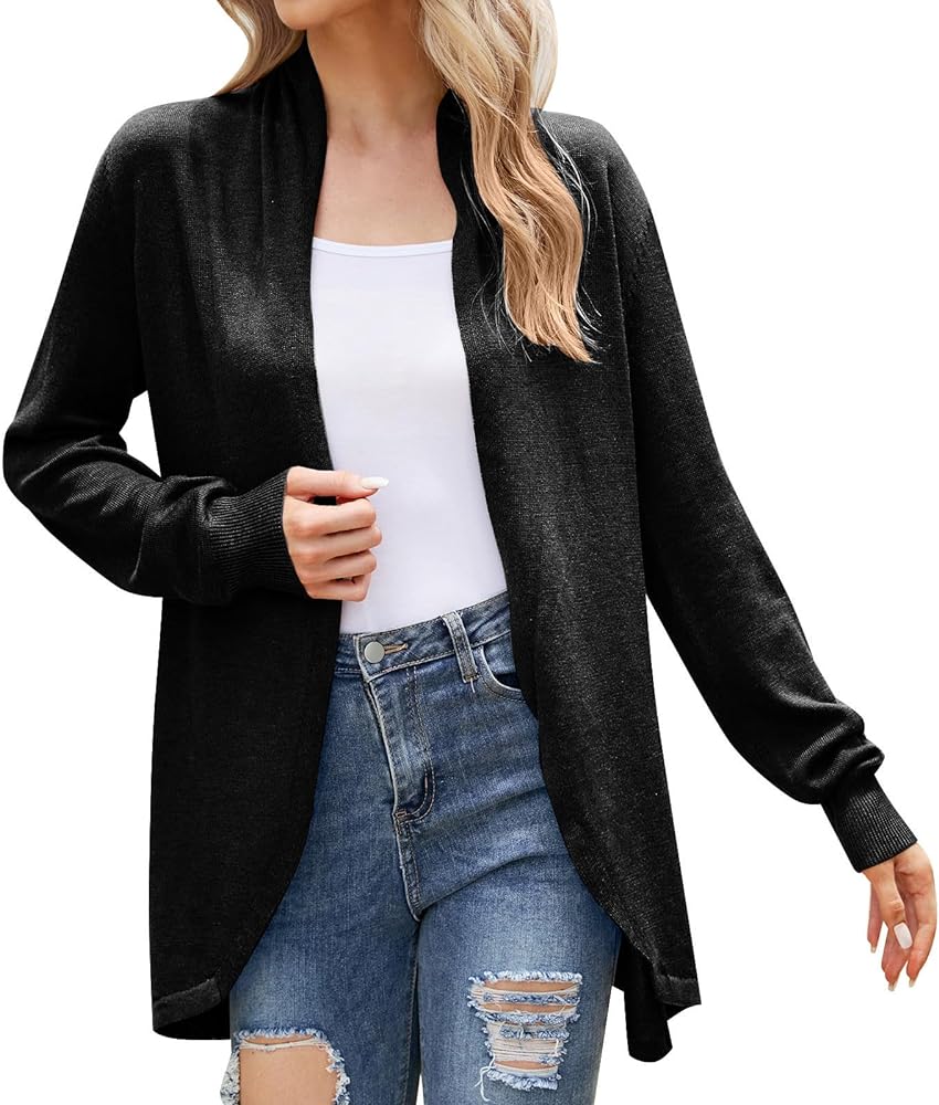 Women's Casual Draped Open Front Cropped Cardigan