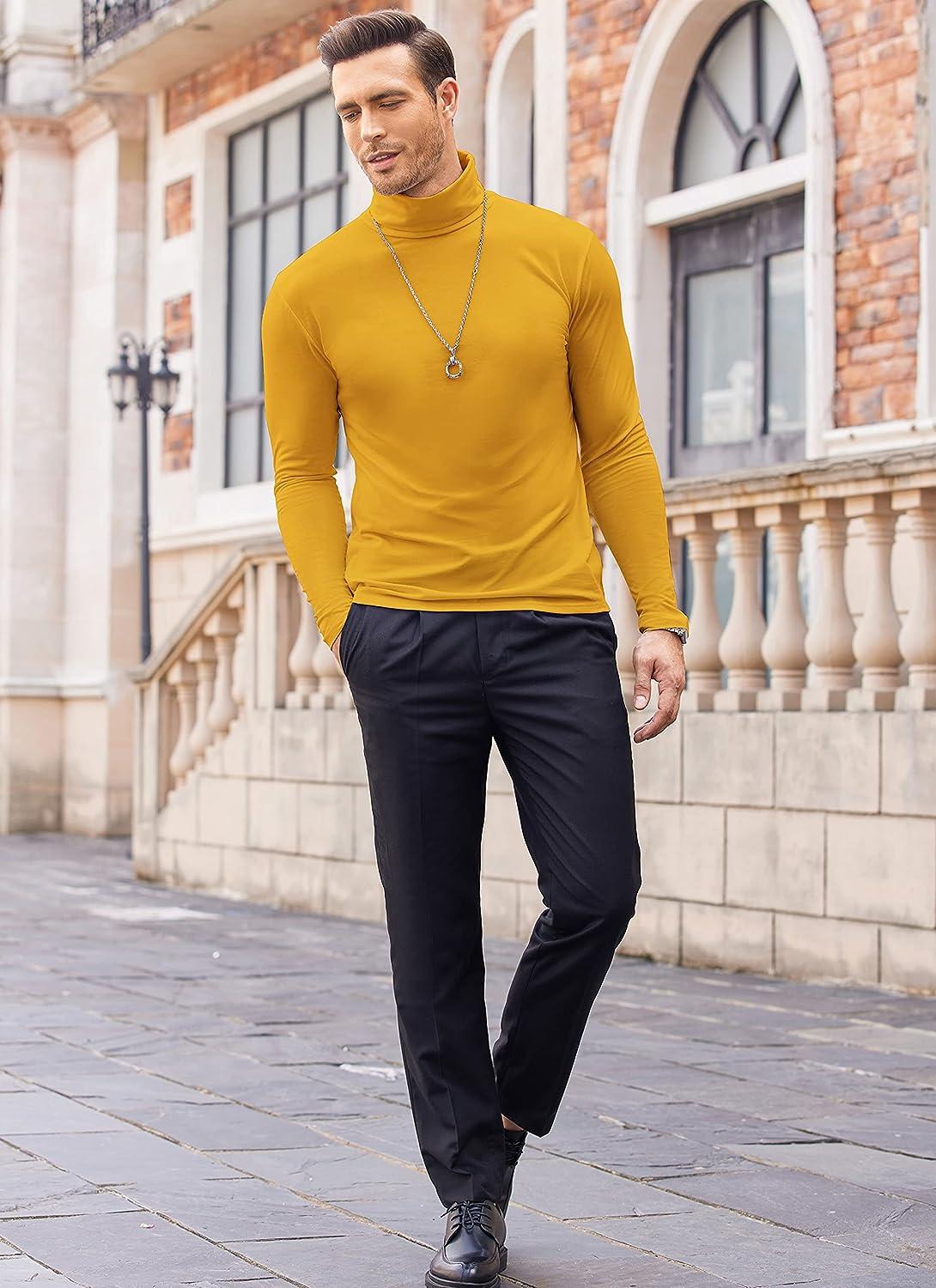 Yellow turtleneck sweater mens