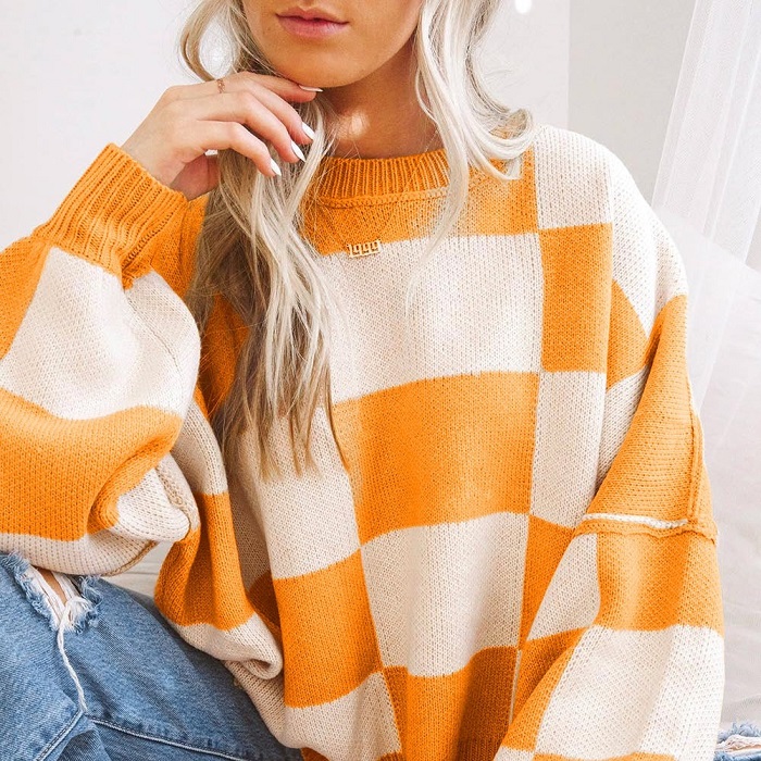 orange sweater